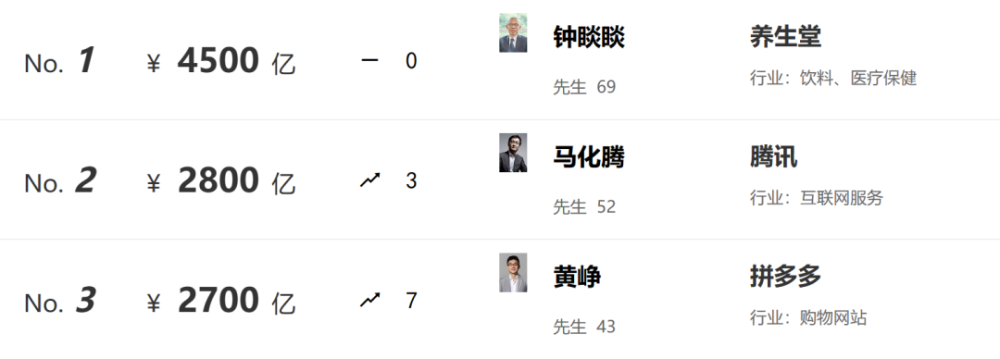 个人财富排行榜_2023中国最富有的10个人,最新富豪榜出炉!(2)