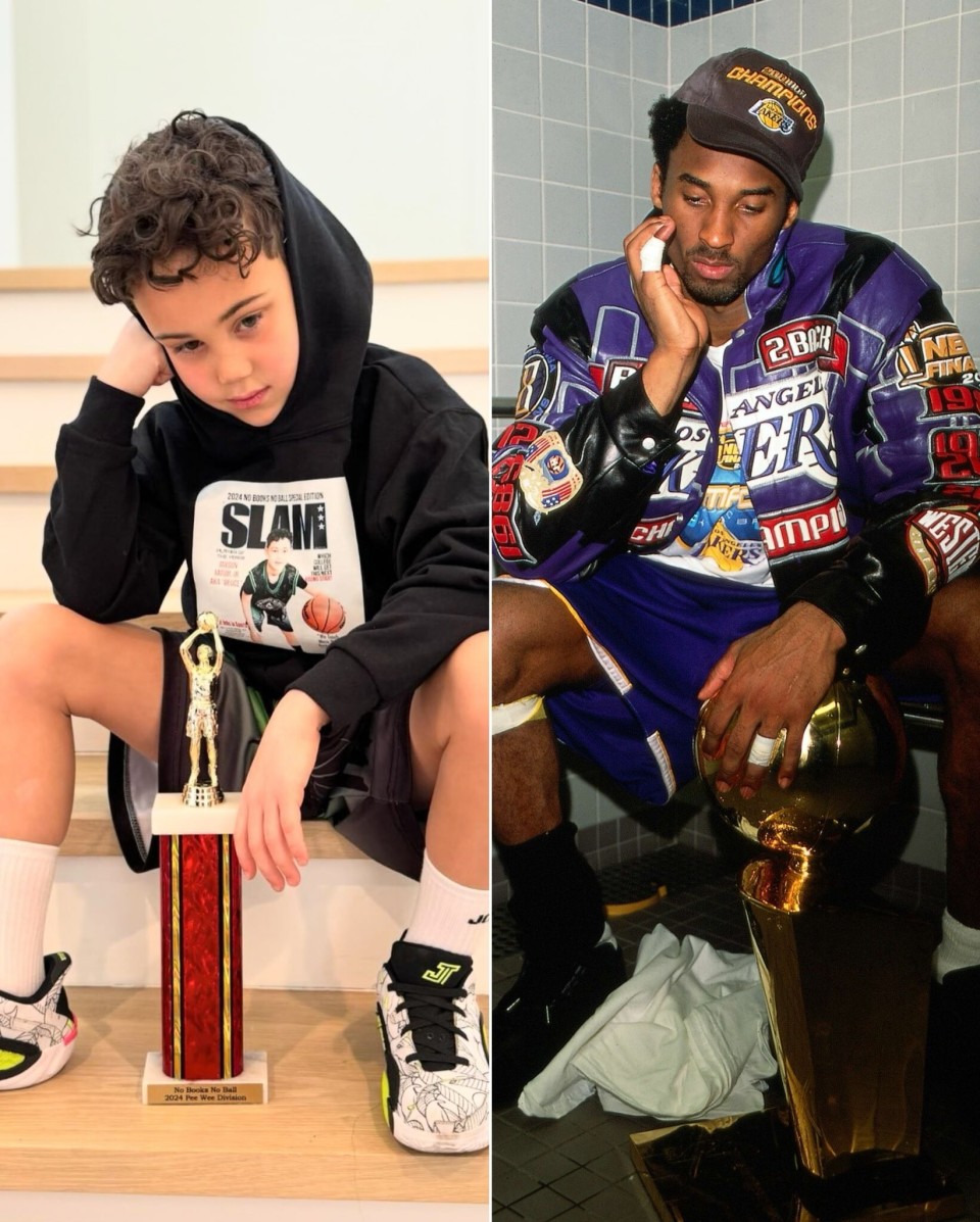 致敬曼巴塔图姆晒儿子照片动作神态模仿科比