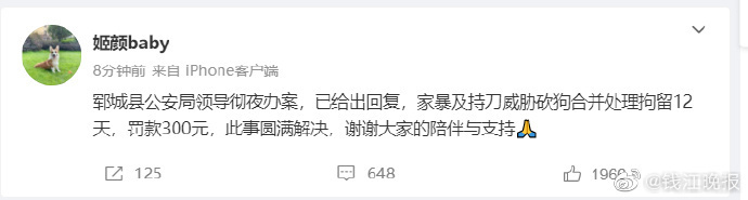 柯基被砍当事人最新发声：警方已给出回复，丈夫被拘12天罚款300元真相是什么-313啦实用网