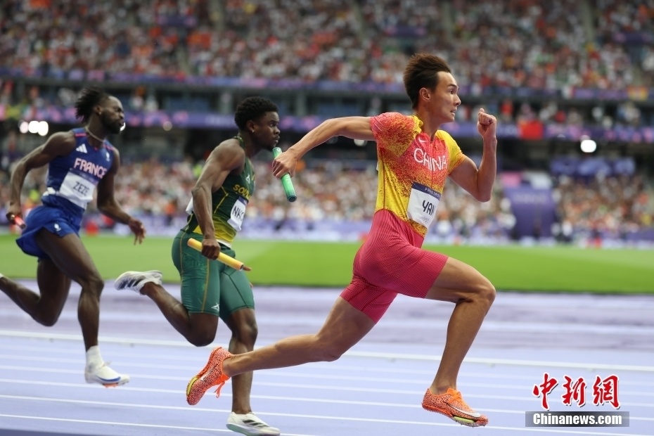 (巴黎奥运)田径男子4x100米接力决赛:中国队获得第七名