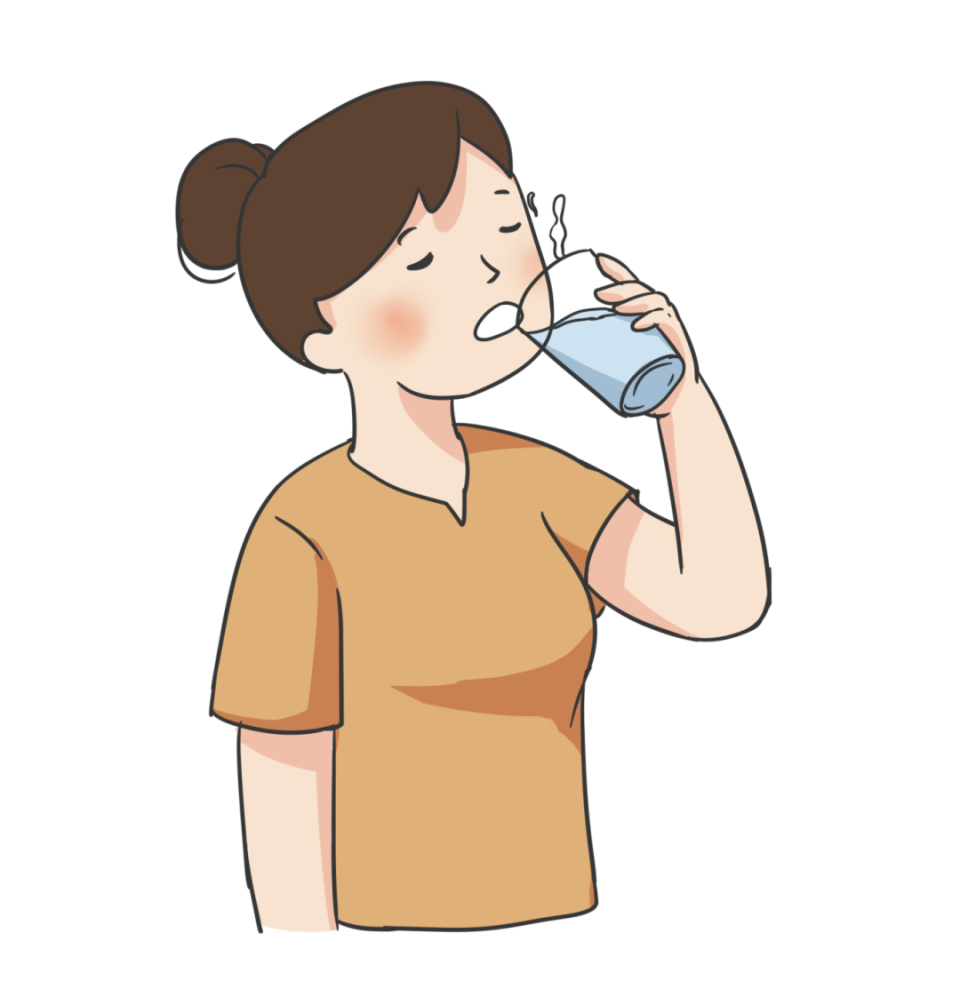 每天都要保证充足的水量摄入,饮水应少量多次,不要等到口渴时才喝水