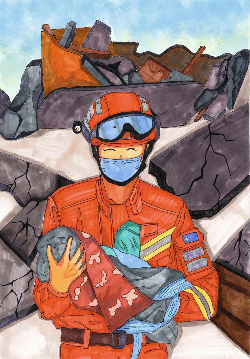 致敬英雄蓝朋友手绘地震救援感人瞬间