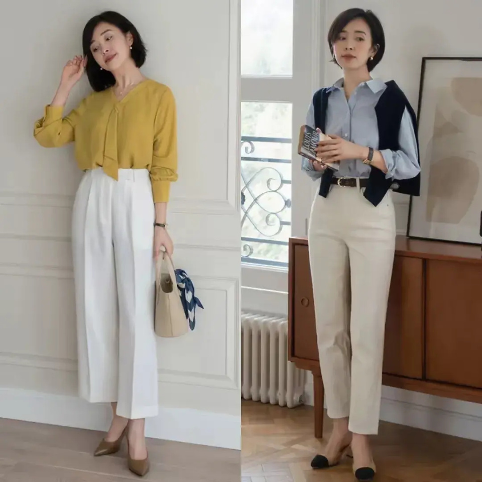 建议中年女人:秋季穿衬衫,先学会这3组搭配方法,好看又高级