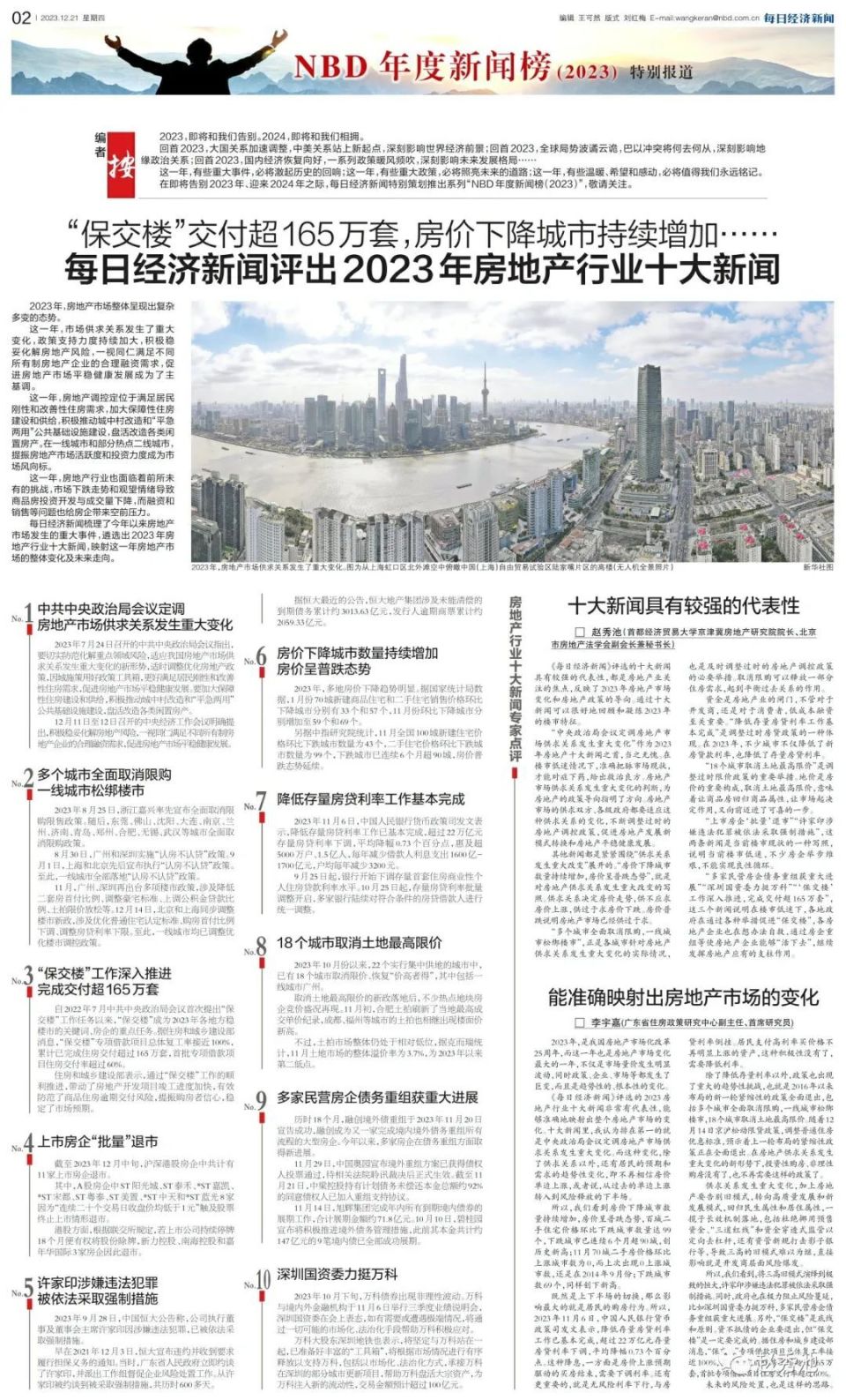 2023年房地产行业十大新闻 "保交楼"交付超165万套