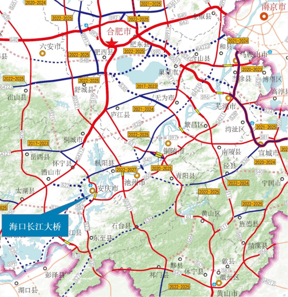 安徽将再建两座长江大桥,分别位于