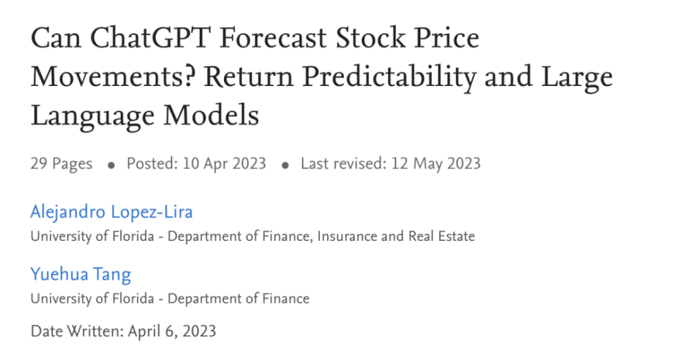 ChatGPT炒股大逆袭：挑战传统金融预测模型