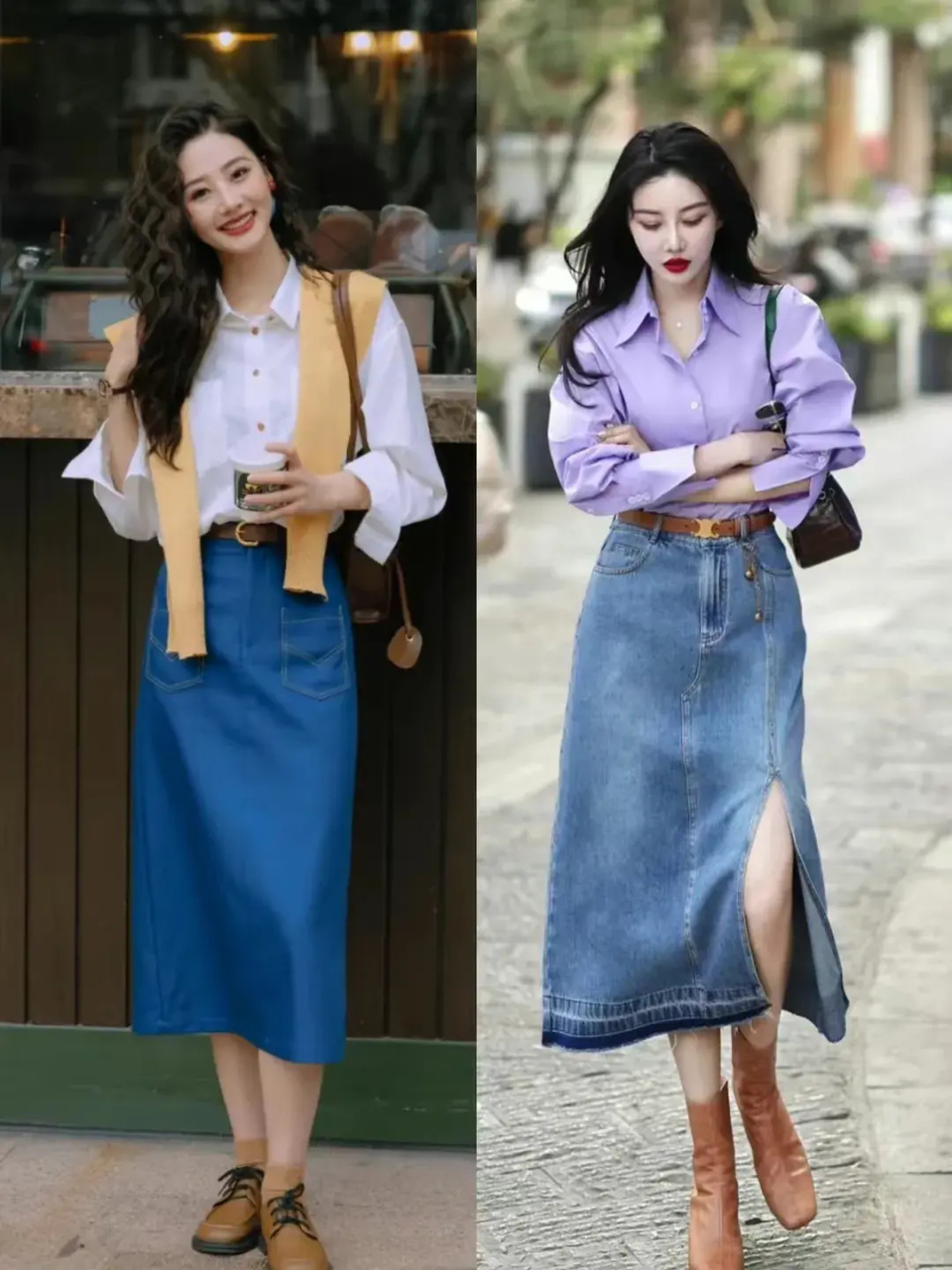 入夏后的"半身裙"高级穿,搭配衬衫针织衫轻松变美,高级显气质