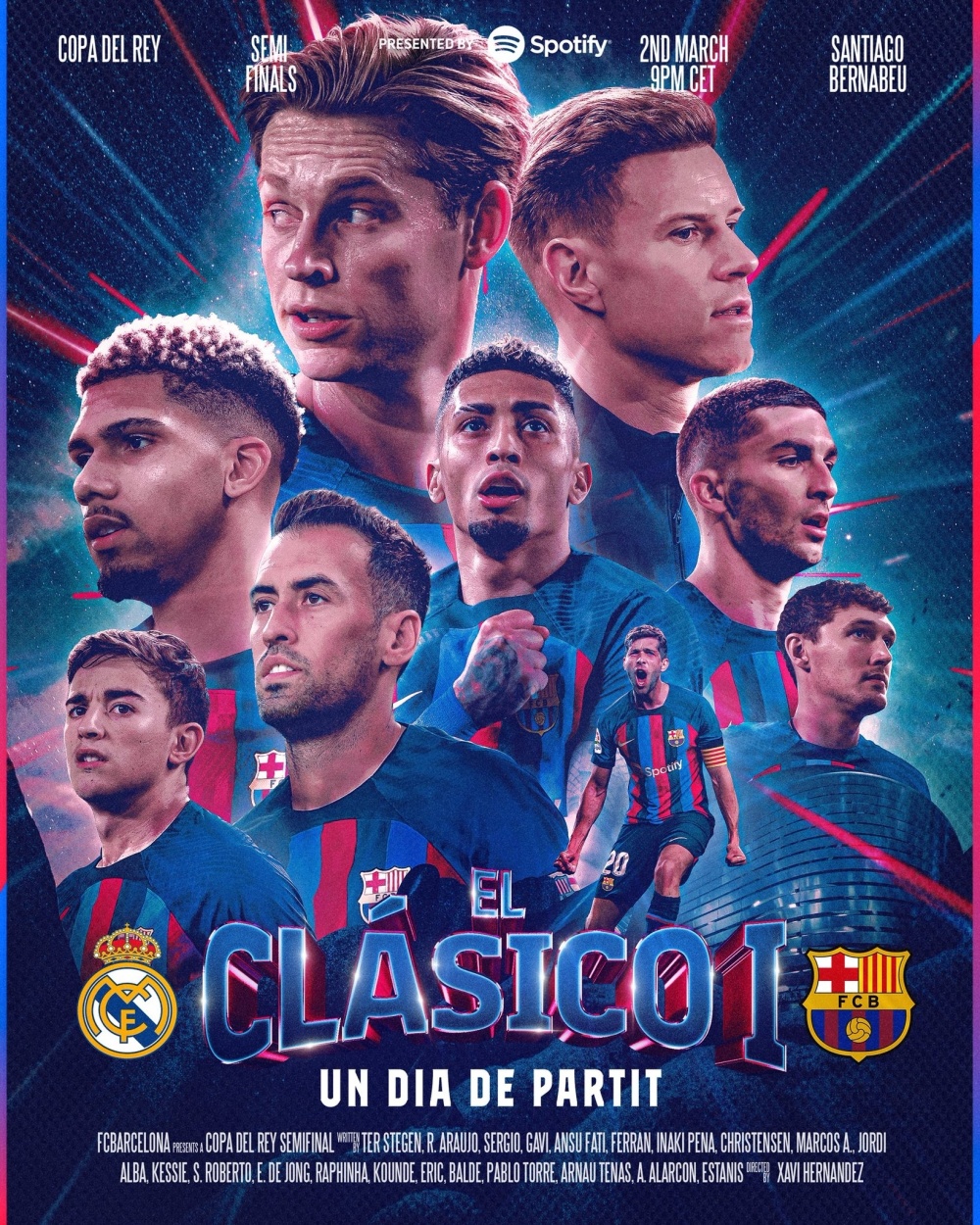 巴萨晒国家德比海报德容布斯克茨特狮阿劳霍等球员出镜