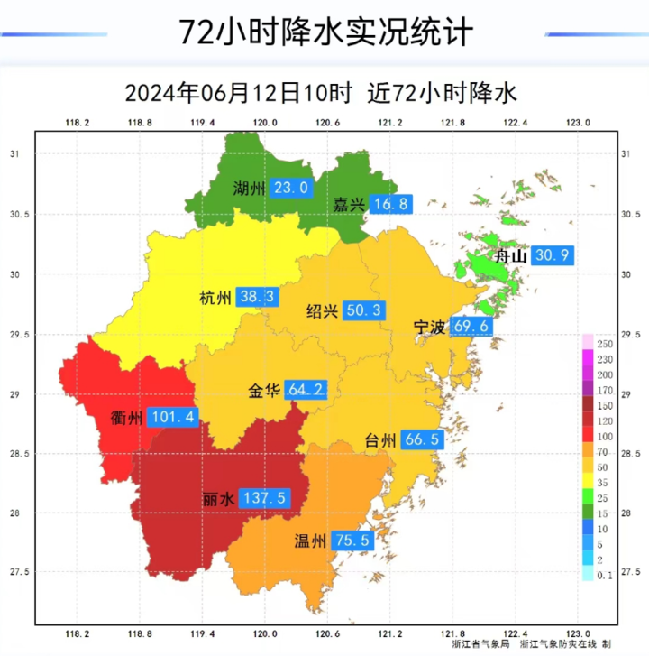 图源:浙江天气浙江自6月9日进入梅雨季以来,全省面雨量已经超过68毫米