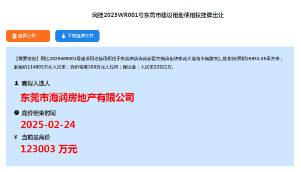 新年第一拍！东莞迎来2025年首宗住宅用地成交