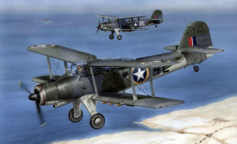 海军航空兵的"大青花鱼"鱼雷攻击机(fairey albacore)舰载俯冲轰炸机