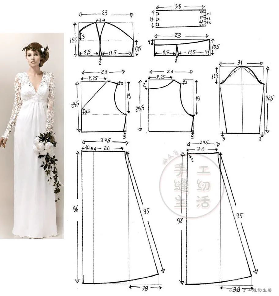 结构纸样裁剪图 | 婚纱礼服服装9款!