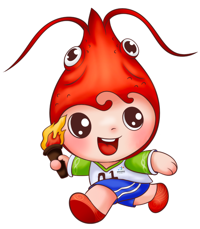 市六运会吉祥物是一个活泼可爱的"小龙虾人"形象,取名为"利利".