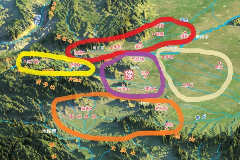 河南省的豫北,豫南,豫中,豫西,豫东是如何划分的?