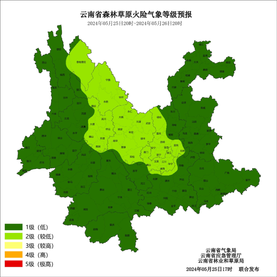 梁河县,临沧市凤庆县,镇康县发生滑坡泥石流的风险高;昆明市西北部