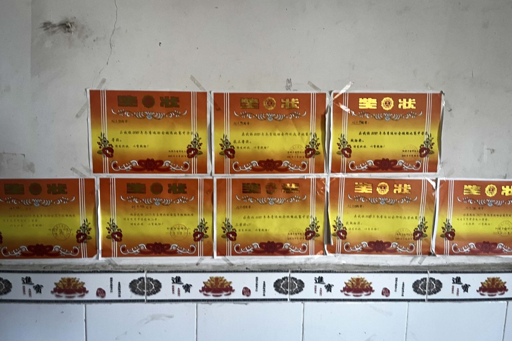 已经发黑的墙上,贴满了小旭和哥哥的奖状,小旭和哥哥心里明白,只有