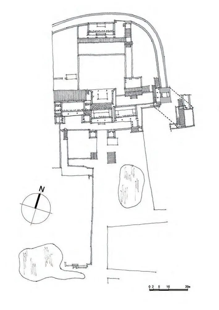 真武庙平面图真武庙正殿前设有两级台阶,阶下晨钟暮鼓分立两边,均自