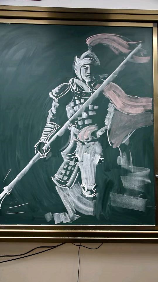 "粉笔马良"7分钟画出岳飞像,一段视频太惊艳了_腾讯新闻