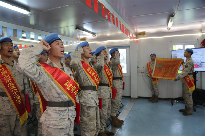 中国第九批赴南苏丹朱巴维和步兵营刘老庄连举行建连80周年庆祝活动