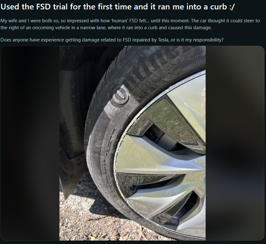 特斯拉fsd频频撞马路牙子引车主怒斥