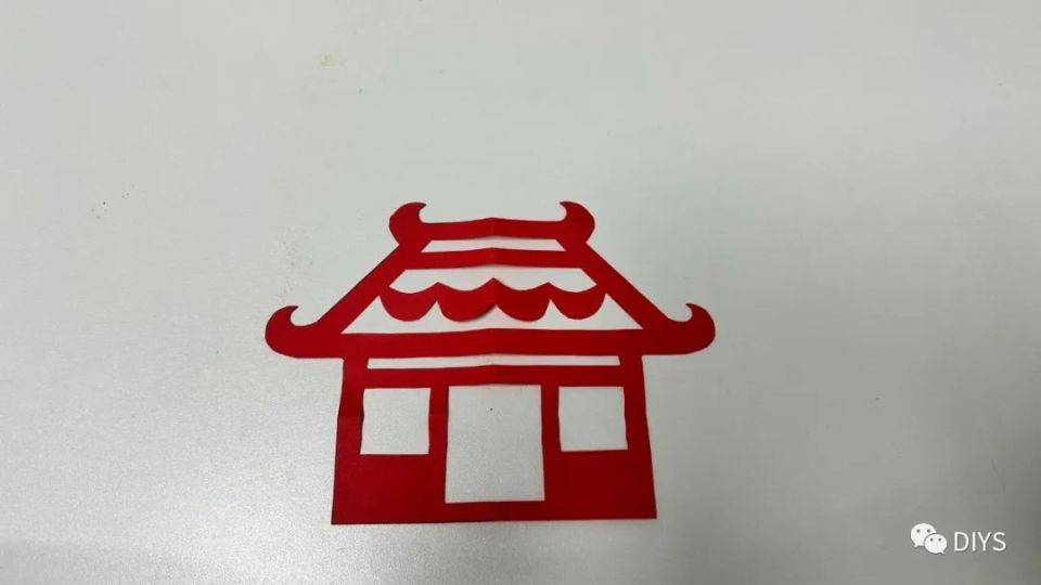 手工剪纸古代房子图案