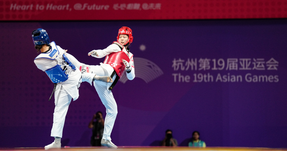 新华社记者 江文耀 摄跆拳道在2000年悉尼奥运会成为正式比赛项目,最