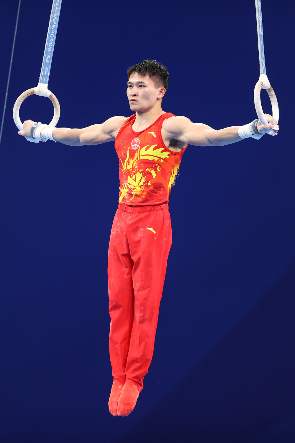 成都大运会体操男子吊环兰星宇夺冠