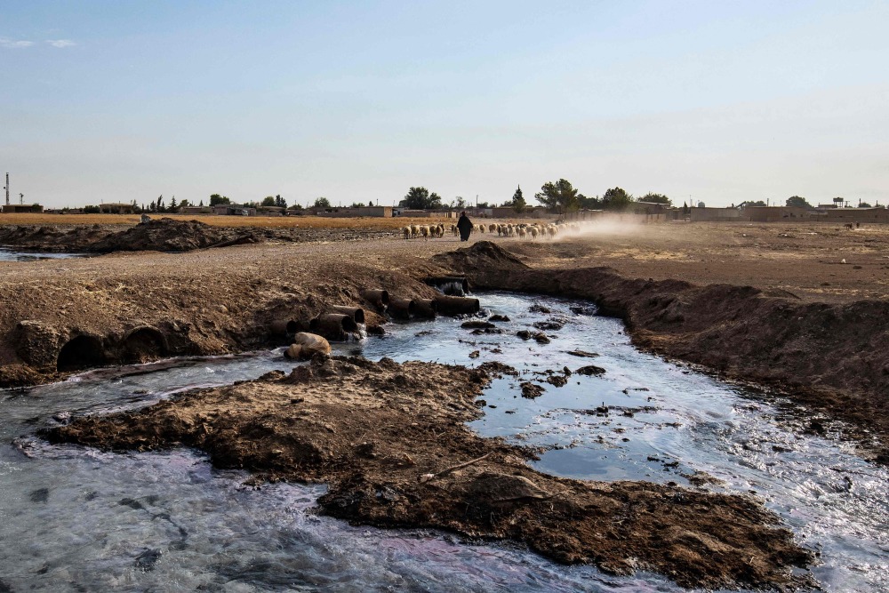 外代一线叙利亚被污染的河流