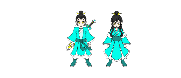 03创意说明:峨眉派的少年和少女,以及他们的猕猴,小熊猫朋友,为了峨眉