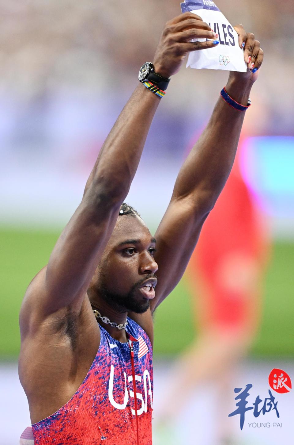 图集|巴黎奥运会男子百米飞人大战,莱尔斯0.005秒优势夺冠
