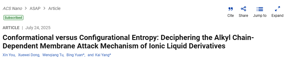 液体基怎么抗菌苏州大学杨凯教授／松山湖材料实验室元冰研究员《ACS Nano》：破解离子液体衍生物抗菌机制_https://www.jmylbn.com_新闻资讯_第1张
