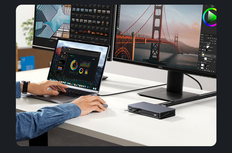 其中只能同时使用2个视频接口,3个usb-c分别为全功能(连接电脑),pd