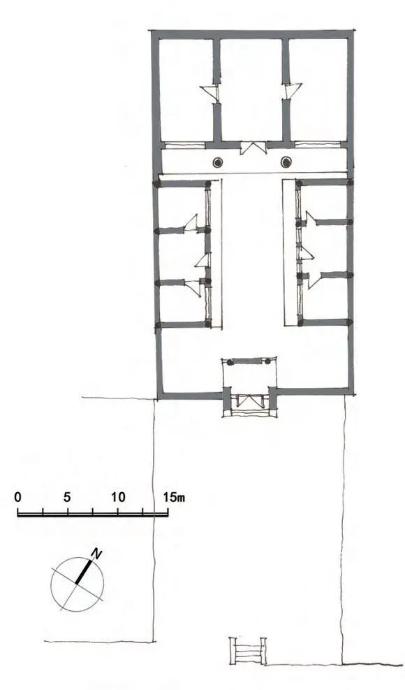 西场巷22号院平面图▲西场巷22号院屋顶平面图正房为座北向南的蠕间
