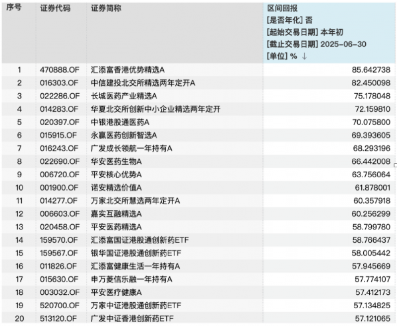 2025年上半年基金收益榜单揭晓！港股与医药基金为何成大赢家？