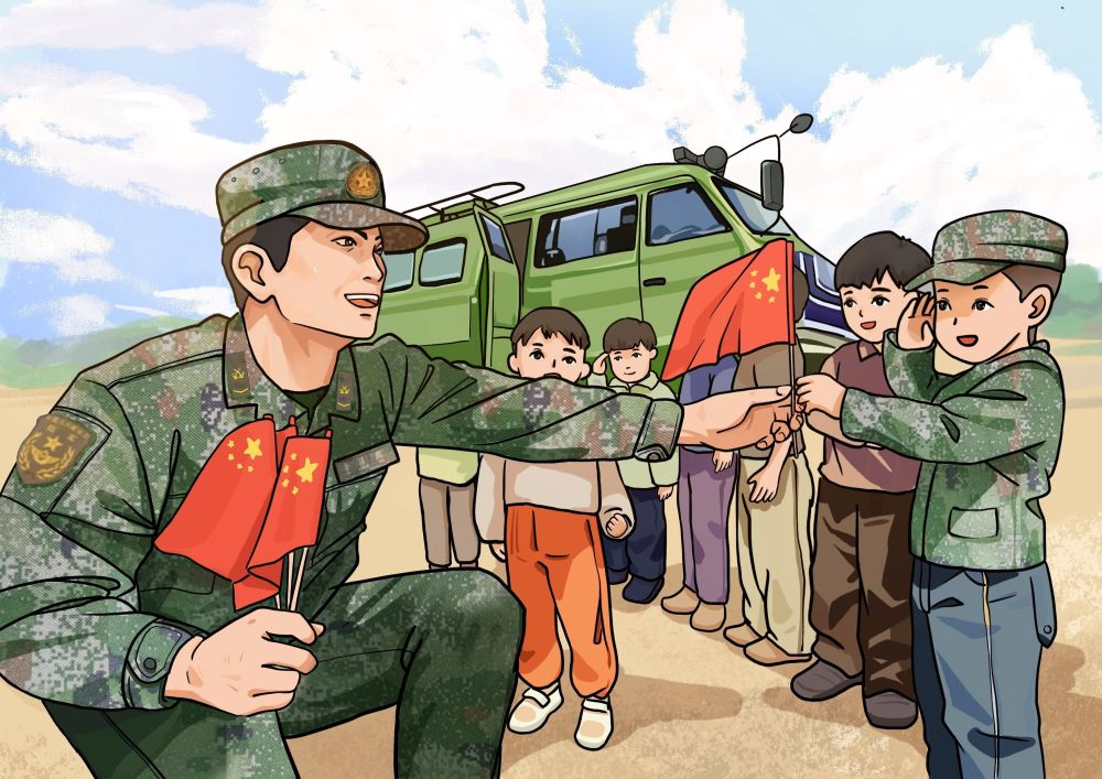 小朋友们在欢声笑语中"零距离"接受了一次生动形象的国防教育,度过了