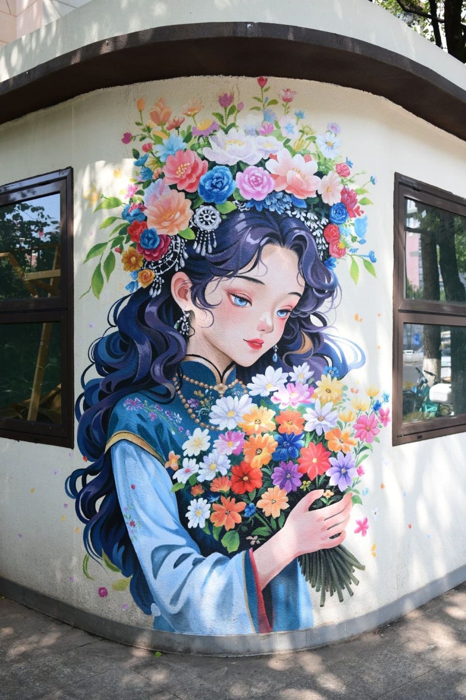 墙绘上新！五华这些簪花少女墙打卡超出片，来看最全攻略_腾讯新闻
