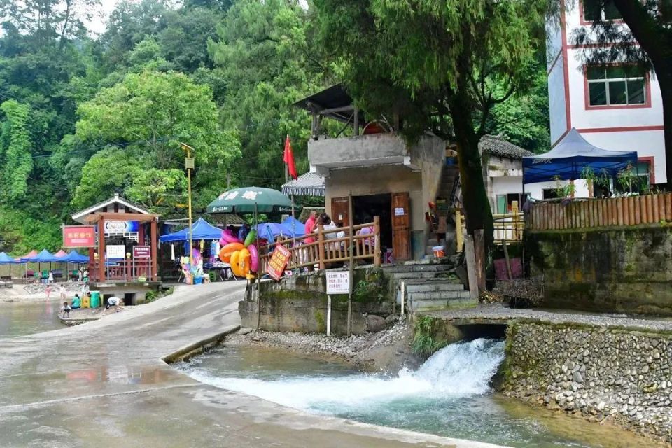 枝叶苍翠香纸沟景区内的白水河白水河在这里收获夏日的欢乐踩水蹚,水