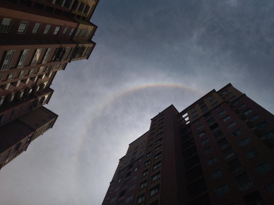 今天上午枣庄惊现日晕现象