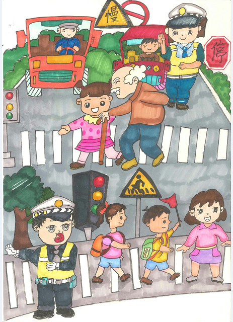 "交通安全从娃娃抓起,心相连共建平安校园"主题绘画征文获奖作品展播!