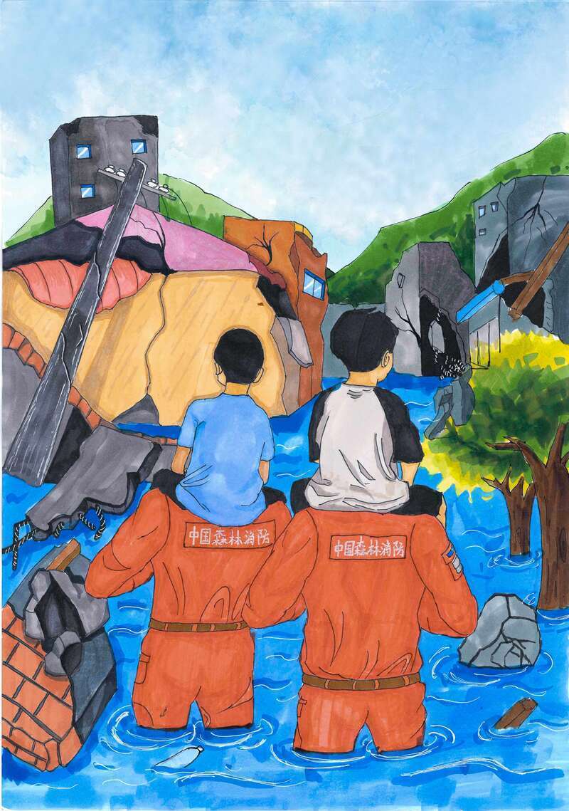致敬英雄,"蓝朋友"手绘地震救援感人瞬间_腾讯新闻