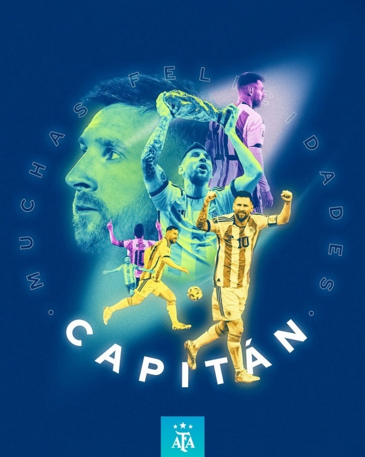 阿根廷队晒海报祝梅西38岁生日快乐,国家队出战193场112球61助