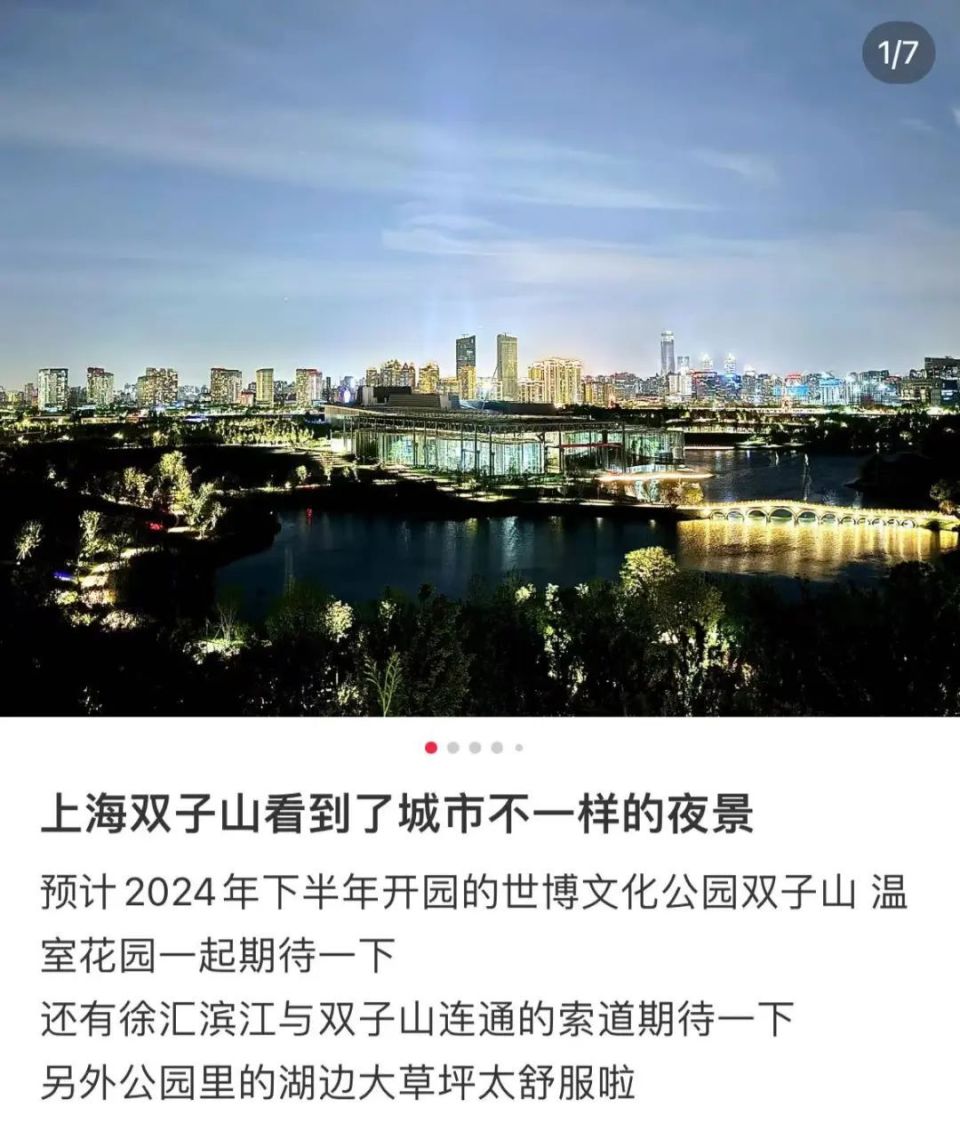 世博文化公园双子山项目即将开放!黄浦江畔48米高山已经有人打卡