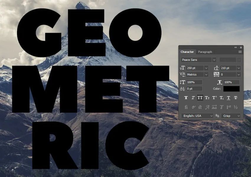 使用peace peace sans字体在all caps中创建文本.