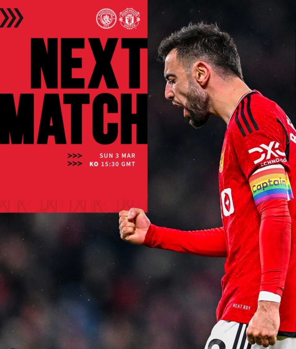 重头戏,曼联预热曼市德比海报:布鲁诺-费尔南德斯单人出镜