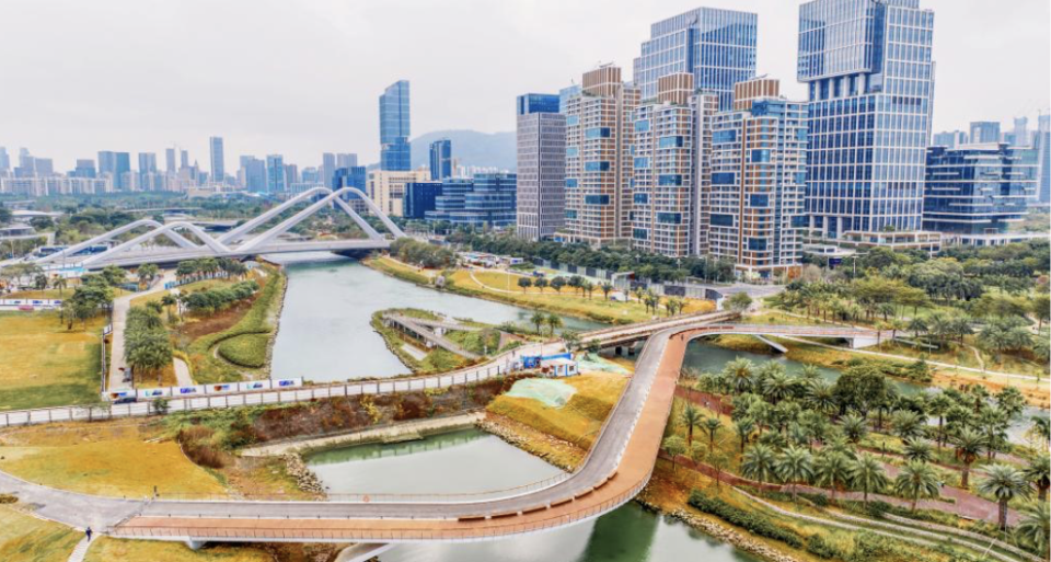 桂湾公园s桥由前海建投集团旗下前海环境公司建设,位于公园入海口