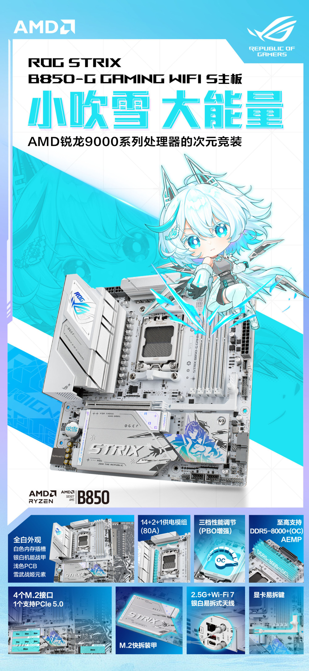 华硕推ROG STRIX B850-G GAMING WIFI S“小吹雪”主板，1599 元-腾讯新闻