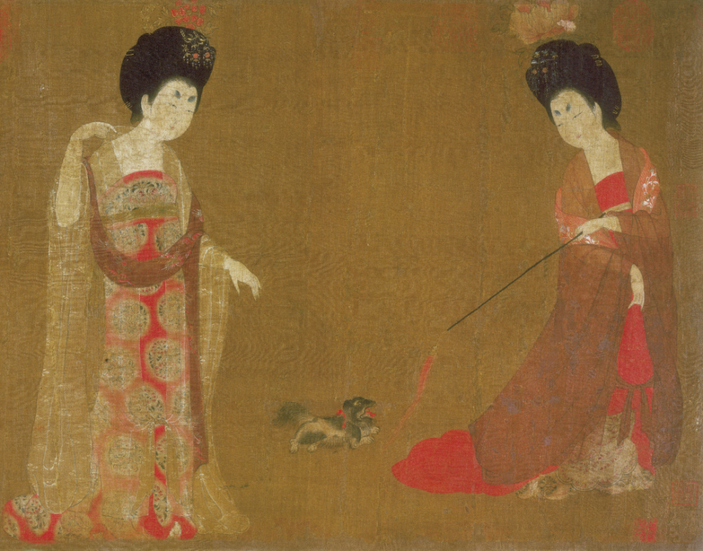 中国切手３種『唐美人簪花仕女図』『薩埵太子捨身飼虎』『秦始皇帝陵兵馬俑』 传世名画| 周昉– 簪花仕女图– Artupu 艺术图谱