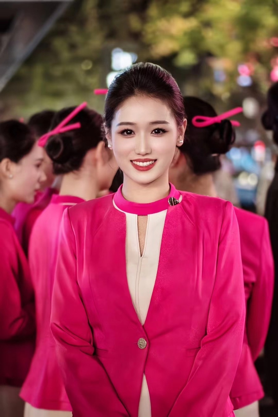 (浙江长龙航空提供)浙江长龙航空公司乘务员姜媛媛,曾是杭州亚运会