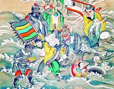 画家钟金枝的《水国诸神》(局部)描绘了龙王行雨的场景 施爱东提供