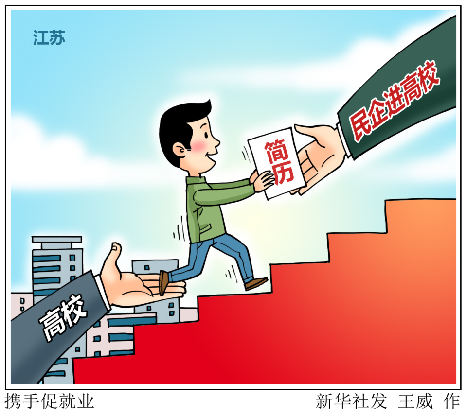 新华社图表,北京,2023年11月15日(漫画)携手促就业"同学,了解一下我们